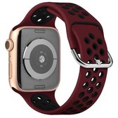 Tweekleurige siliconen horlogeband voor Apple Watch Series 6 & SE & 5 & 4 44 mm / 3 & 2 & 1 42 mm (donkerrood zwart)