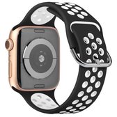 Tweekleurige siliconen horlogeband voor Apple Watch Series 6 & SE & 5 & 4 44 mm / 3 & 2 & 1 42 mm (zwart wit)