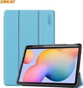 Voor Samsung Galaxy Tab S6 Lite P610 / P615 ENKAY ENK-8003 PU-leer + TPU Smart Case met Pen-sleuf (lichtblauw)