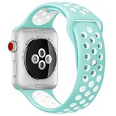 Voor Apple Watch Series 6 & SE & 5 & 4 44mm / 3 & 2 & 1 42mm Sport Siliconen Horlogeband Standaard Editie (Wit Groen)