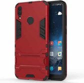 Schokbestendige pc + TPU-hoes voor Huawei Y7 (2019), met houder (rood)
