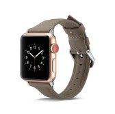 Voor Apple Wacth 5/4 44 mm & 3/2/1 42 mm dunne lederen vervangende polsband horlogeband (grijs)
