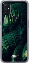 6F hoesje - geschikt voor OnePlus Nord N10 5G -  Transparant TPU Case - Palm Leaves Dark #ffffff