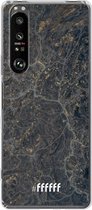 6F hoesje - geschikt voor Sony Xperia 1 III -  Transparant TPU Case - Golden Glitter Marble #ffffff