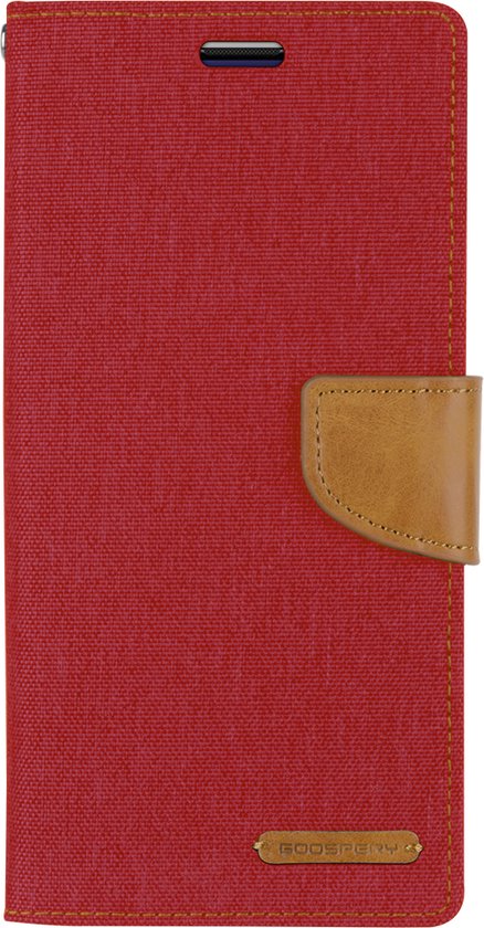 Hoesje geschikt voor Samsung Galaxy A8 Plus (2018) hoes - Mercury Canvas Diary Wallet Case - Rood