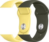 2 sport bandjes geschikt voor Apple Smartwatch 42/44 S/M – YOUNIQ – Geel & Olijf – iWatch Series 1/2/3/4/5/6/SE - Horloge Band Strap geschikt voor Apple Watch