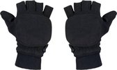 Fleece handschoenen, vingervrij door inklappen, anders draagbaar als handschoen, kleur zwart, maat L