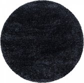 Extra hoogpolig  vloerkleed Brilliant - rond - black - 200x200 cm