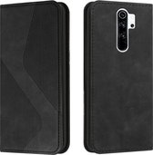 Voor Xiaomi Redmi 9 Skin Feel Magnetisch S-type Effen Kleur Horizontale Flip Lederen Case met Houder & Kaartsleuf & Portemonnee (Zwart)