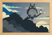 JUNIQE - Poster in houten lijst My Neighbor Totoro -30x45 /Blauw &