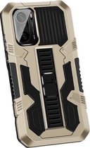 Voor Xiaomi Redmi K40 / K40 Pro Vanguard Warrior All-inclusive Tweekleurige schokbestendige TPU + pc-beschermhoes met houder (goud)