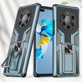 Voor Huawei Mate 40 Pro + Armor 2 in 1 PC + TPU magnetisch schokbestendig hoesje met opvouwbare houder (cyaan)