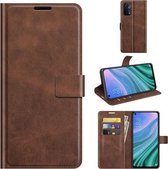 Voor OPPO A54 5G Retro Kalfspatroon Gesp Horizontale Flip Leren Case met Houder & Kaartsleuven & Portemonnee (Donkerbruin)