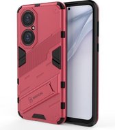 Voor Huawei P50 Punk Armor 2 in 1 PC + TPU schokbestendig hoesje met onzichtbare houder (lichtrood)