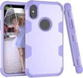 Contrastkleur siliconen + pc schokbestendig hoesje voor iPhone XS / X (paars)