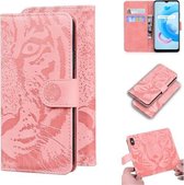 Voor OPPO Realme C20 Tiger Embossing Pattern Horizontale Flip lederen tas met houder & kaartsleuven & portemonnee (roze)