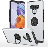 Voor LG Stylo 6 PC + TPU schokbestendige magnetische beschermhoes met onzichtbare ringhouder (zilver)