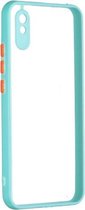 Transparante pc + TPU-telefoonhoes met contrastkleurknop voor Xiaomi Redmi 9A / 9i (groen)