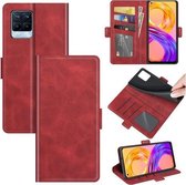 Voor OPPO Realme 8/Realme 8 Pro Dual-side magnetische gesp Horizontale flip lederen tas met houder & kaartsleuven & portemonnee (rood)