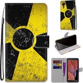 Voor Samsung Galaxy Xcover 5 Gekleurde Tekening Cross Textuur Horizontale Flip PU Lederen Case met Houder & Kaartsleuven & Portemonnee & Lanyard (Geel Zwart Logo)