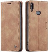 Voor Galaxy A10s CaseMe-013 Multifunctionele horizontale flip lederen tas met kaartsleuf & houder & portemonnee (bruin)