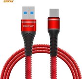 ENKAY Hat-Prince ENK-CB107 USB naar USB Type-C Tweekleurige nylon gevlochten snellaadgegevenskabel, lengte: 1m (rood)