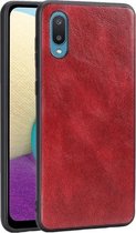 Voor Samsung Galaxy A02 Crazy Horse getextureerd kalfsleer PU + pc + TPU-hoesje (rood)