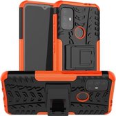 Voor Motorola Moto G30 Tyre Texture Shockproof TPU + PC beschermhoes met houder (oranje)