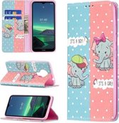 Voor Nokia 1.4 Gekleurde Tekening Patroon Onzichtbare Magnetische Horizontale Flip PU Lederen Case met Houder & Kaartsleuven & Portemonnee (Olifant)