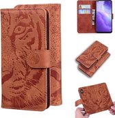 Voor OPPO Reno5 K / Find X3 Lite Tiger Embossing Pattern Horizontale Flip lederen tas met houder & kaartsleuven & portemonnee (bruin)