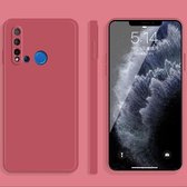 Voor Huawei nova 5i effen kleur imitatie vloeibare siliconen rechte rand valbestendige volledige dekking beschermhoes (rood)