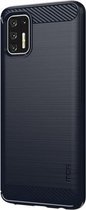 Voor Motorola Moto G Stylus 2021 MOFI Gentleness Series Brushed Texture Carbon Fiber Soft TPU Case (Blauw)