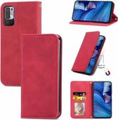 Voor Xiaomi Redmi Note10 5G Retro Skin Feel Business Magnetische Horizontale Flip Leren Case Met Houder & Kaartsleuven & Portemonnee & Fotolijst (Rood)