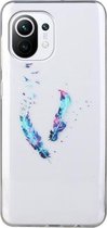 Voor Xiaomi Mi 11 Lite Gekleurd tekeningpatroon Transparant TPU beschermhoes (veer)