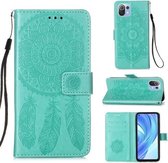 Voor Xiaomi Mi 11 Lite Dream Catcher Afdrukken Horizontale lederen flip-hoes met houder & kaartsleuven & portemonnee & lanyard (groen)