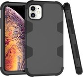 Contrastkleur siliconen + pc schokbestendig hoesje voor iPhone 11 (zwart)