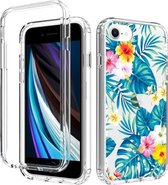 2 in 1 hoog transparant geverfd schokbestendig pc + TPU beschermhoes voor iPhone 6s / 6 (bananenblad)