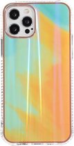 IMD Rendering Watercolor Aurora Pattern Shockproof TPU + PC beschermhoes voor iPhone 12 mini (Autumn Leaves Yellow)