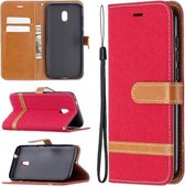 Voor Nokia C1 Plus Kleuraanpassing Denim Textuur Horizontale Flip Leren Case met Houder & Kaartsleuven & Portemonnee & Lanyard (Rood)