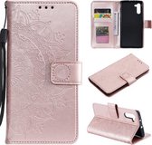 Voor Samsung Galaxy Note10 Totem Bloem Reliëf Horizontale Flip TPU + PU Leren Case met Houder & Kaartsleuven & Portemonnee (Rose Goud)