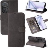 Voor Huawei P50 Reliëf Happy Cat Patroon Horizontale Flip Lederen Case met Houder & Kaartsleuven & Portemonnee (Grijs)