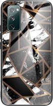 Voor Samsung Galaxy S20 FE Abstract Marble Pattern Glass beschermhoes (Rhombus Black)