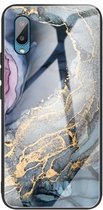Voor Samsung Galaxy A02 (EU-versie) Beschermhoes met abstract marmerpatroonglas (abstract goud)