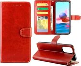 Voor Xiaomi Redmi Note10 4G / Note 10S Crazy Horse textuur lederen horizontale flip beschermhoes met houder & kaartsleuven & portemonnee & fotolijst (bruin)