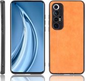 Voor Xiaomi Mi 10S Schokbestendig Naaien Koe Patroon Huid PC + PU + TPU Case (Oranje)