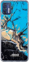 6F hoesje - geschikt voor Motorola Moto G9 Plus -  Transparant TPU Case - Blue meets Dark Marble #ffffff