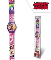 Disney Horloge Minnie Mouse Junior 22 Cm Rubber Roze|paars