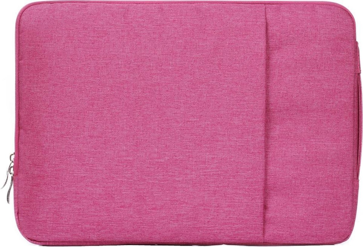 15 inch sleeve met extra vak - roze