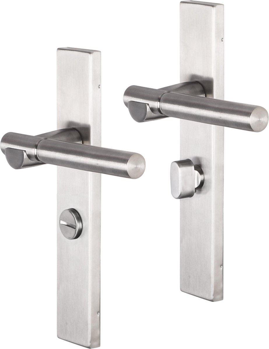 Impresso Bretton Deurklink – Deurbeslag – Vierkant – Deurschild met Toiletsluiting – Zilver