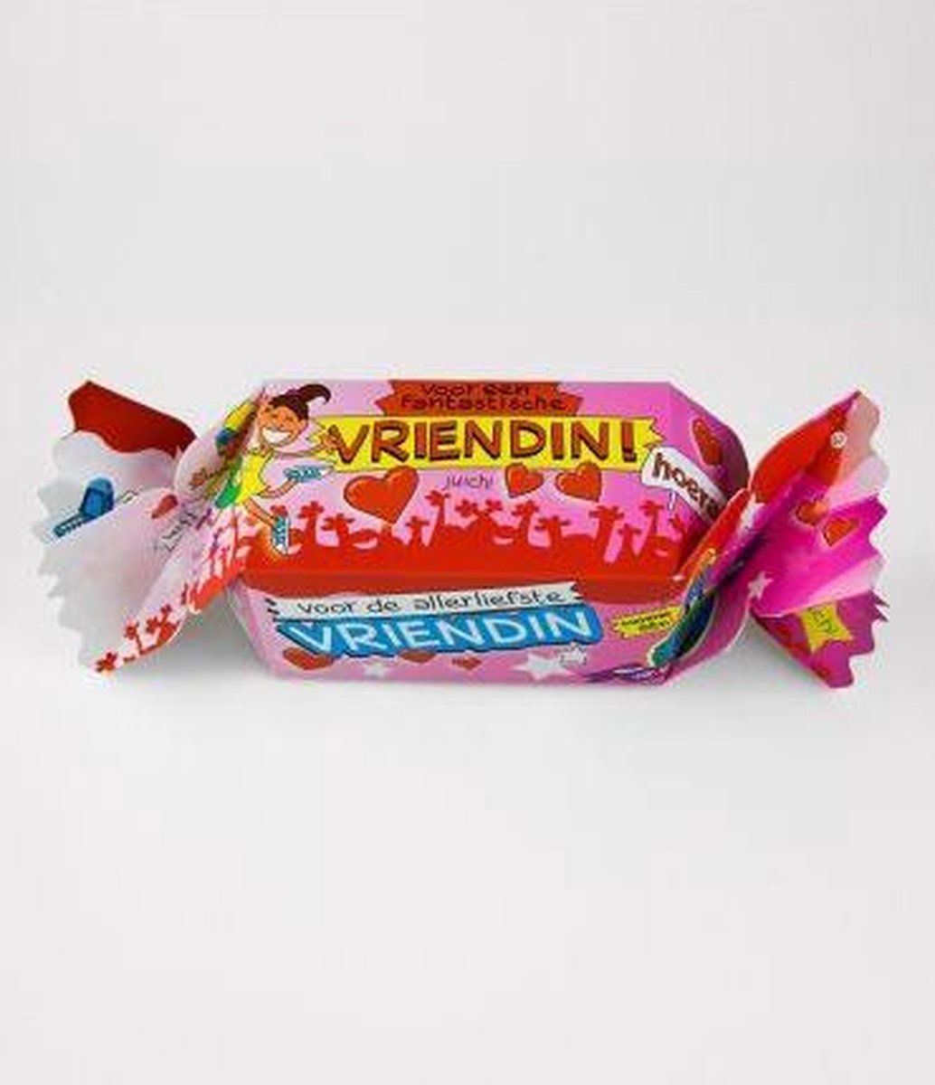 Snoeptoffee - Voor de allerliefste vriendin - Gevuld met luxe verpakte toffees - In cadeauverpakking met gekleurd lint